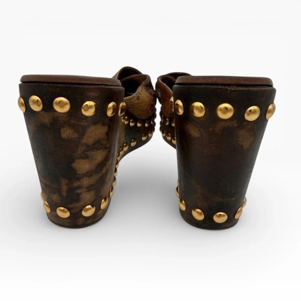 Carlos by Carlos Santana Gravity 6M Studded Wood Platform Wedge‎ Slide Sandals